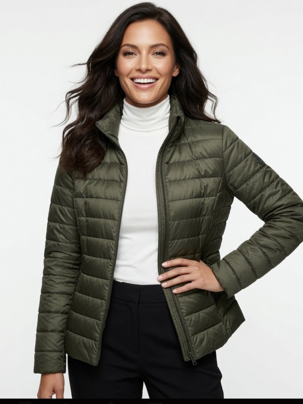 Women Primark Olive Packable Green Quilted Puffer Jacket (Size: Xs)